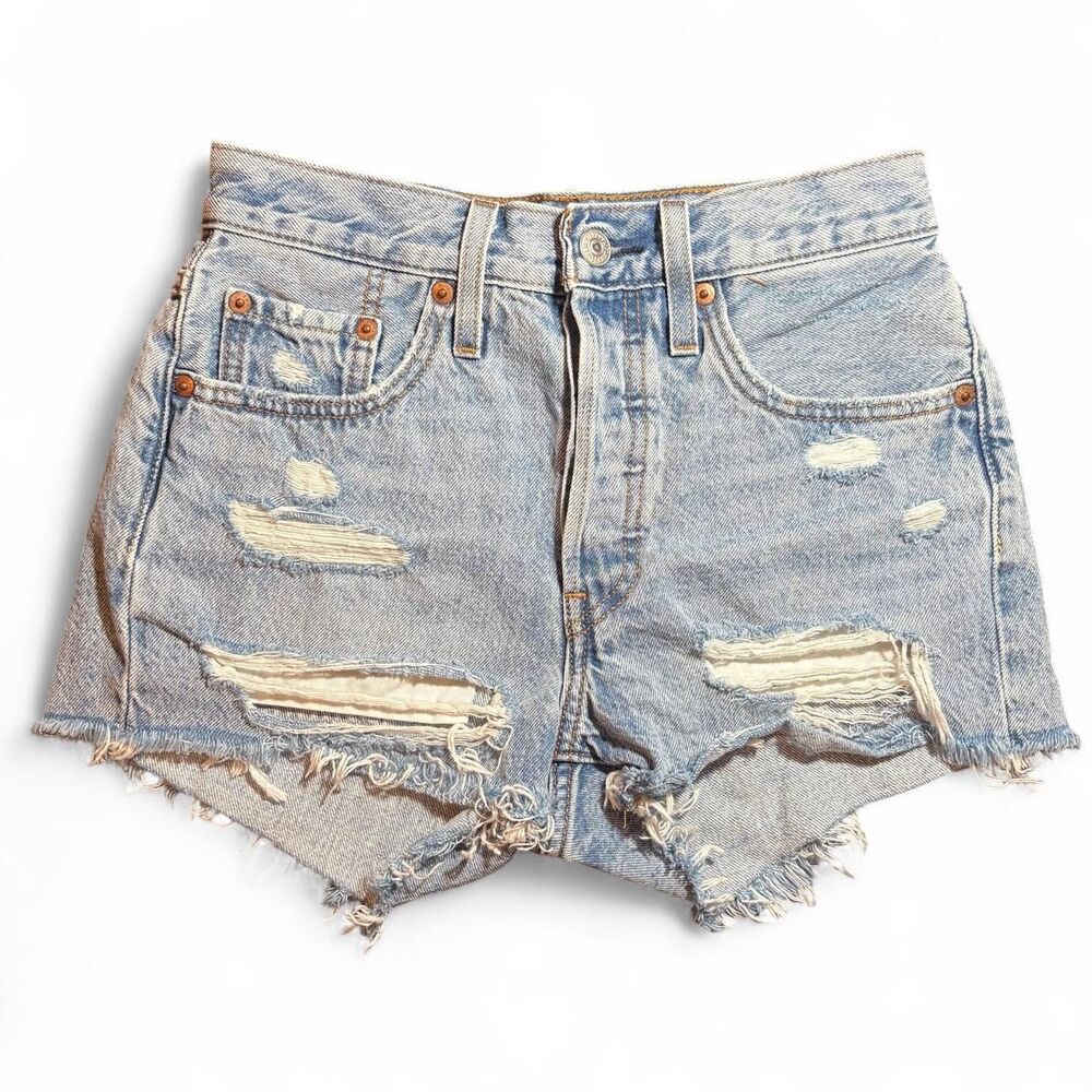 Levi’s 501 Women’s Denim Shorts W24 Blue High Rise Button Fly Jean Shorts